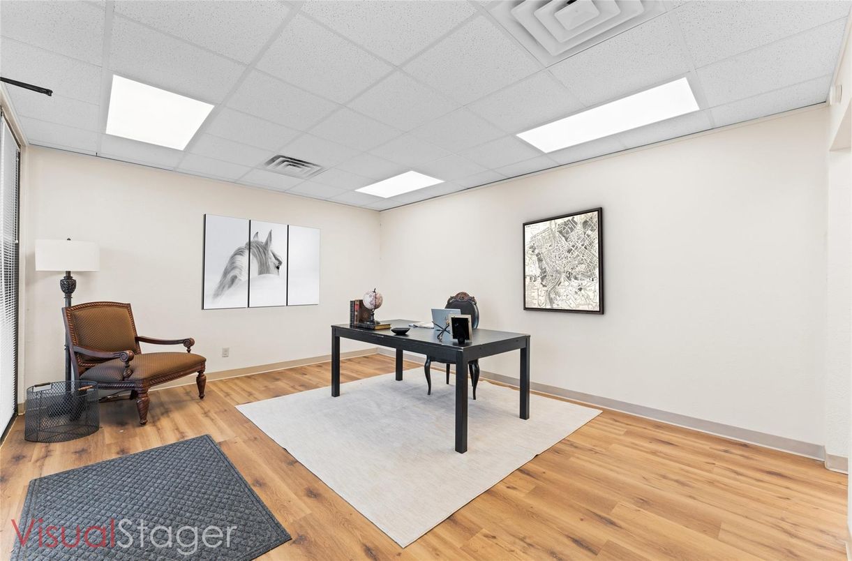 Home Office, Interior, Recessed Lighting, Wood Texture Flooring