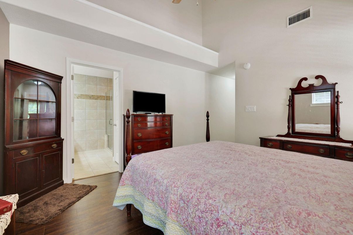 Bathroom, Bedroom, Glass Shower, Interior, Wood Texture Flooring