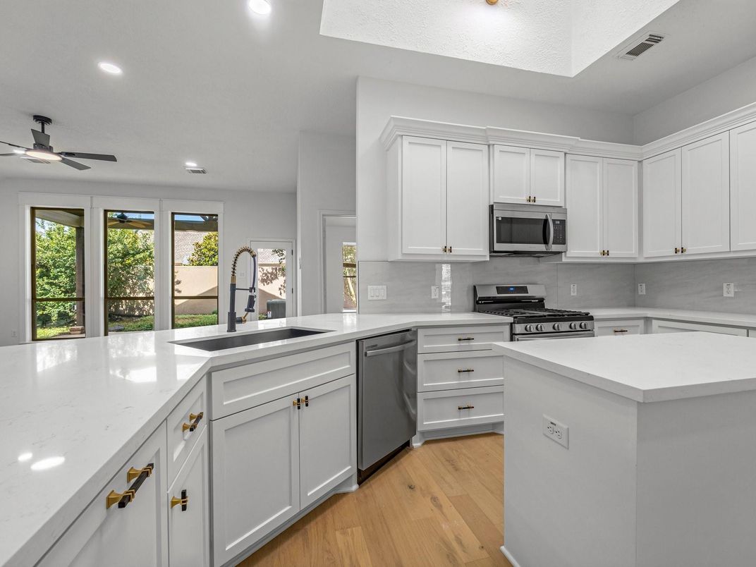 Interior, Kitchen, Recessed Lighting, Wood Texture Flooring