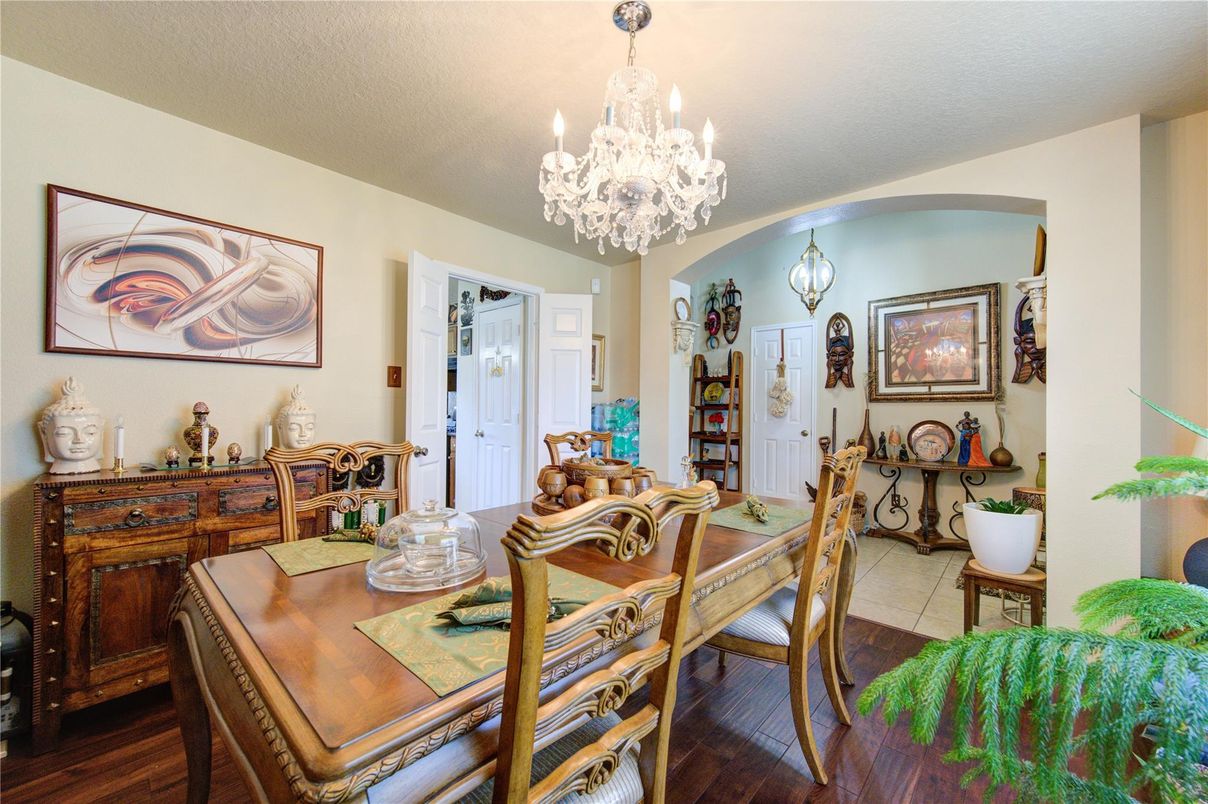 Chandelier, Dining room, Interior, Wood Texture Flooring