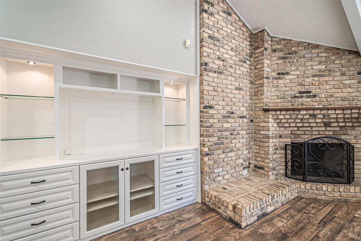 Fireplace, Interior, Stone Walls, Wood Texture Flooring