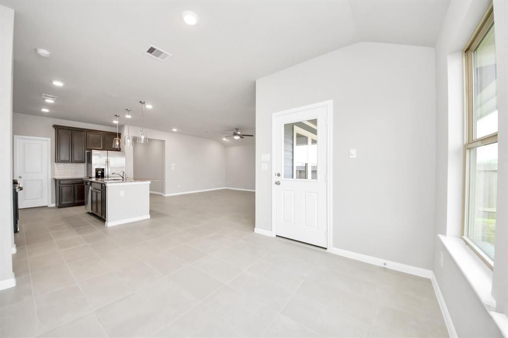 Empty room, Interior, Kitchen, Pendant Lights, Recessed Lighting