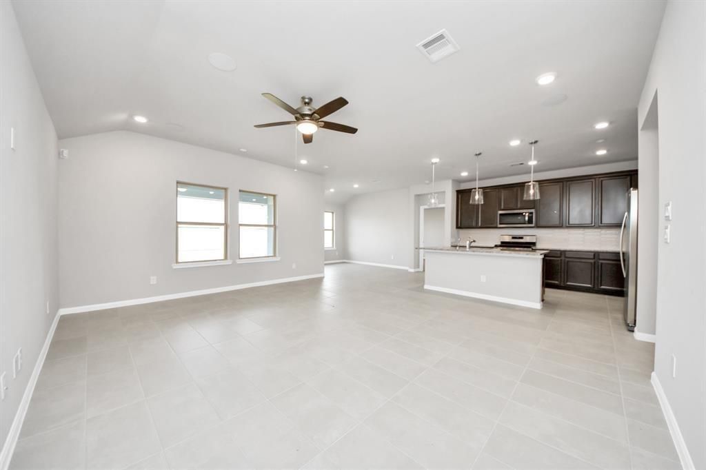 Empty room, Interior, Kitchen, Pendant Lights, Recessed Lighting