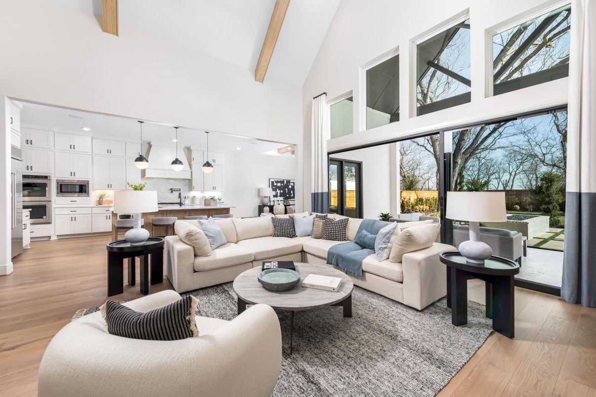 Interior, Kitchen, Living room, Pendant Lights, Recessed Lighting, Stainless Steel Appliances, Wood Texture Flooring
