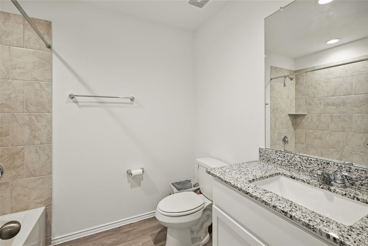 Bathroom, Interior, Recessed Lighting, Wood Texture Flooring