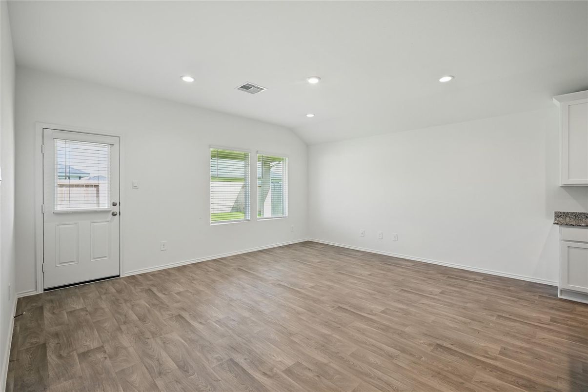 Empty room, Interior, Recessed Lighting, Wood Texture Flooring