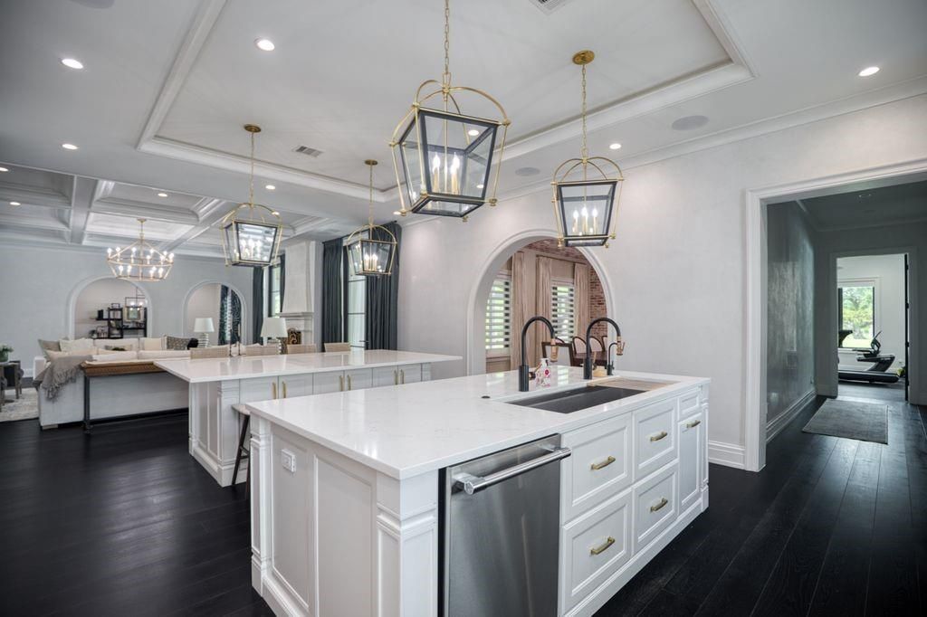 Interior, Kitchen, Living room, Pendant Lights, Recessed Lighting, Stainless Steel Appliances, Wood Texture Flooring