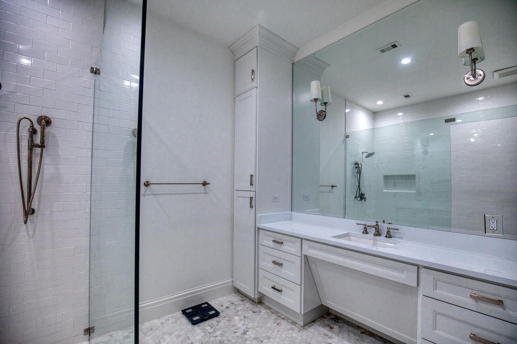 Bathroom, Glass Shower, Interior, Recessed Lighting