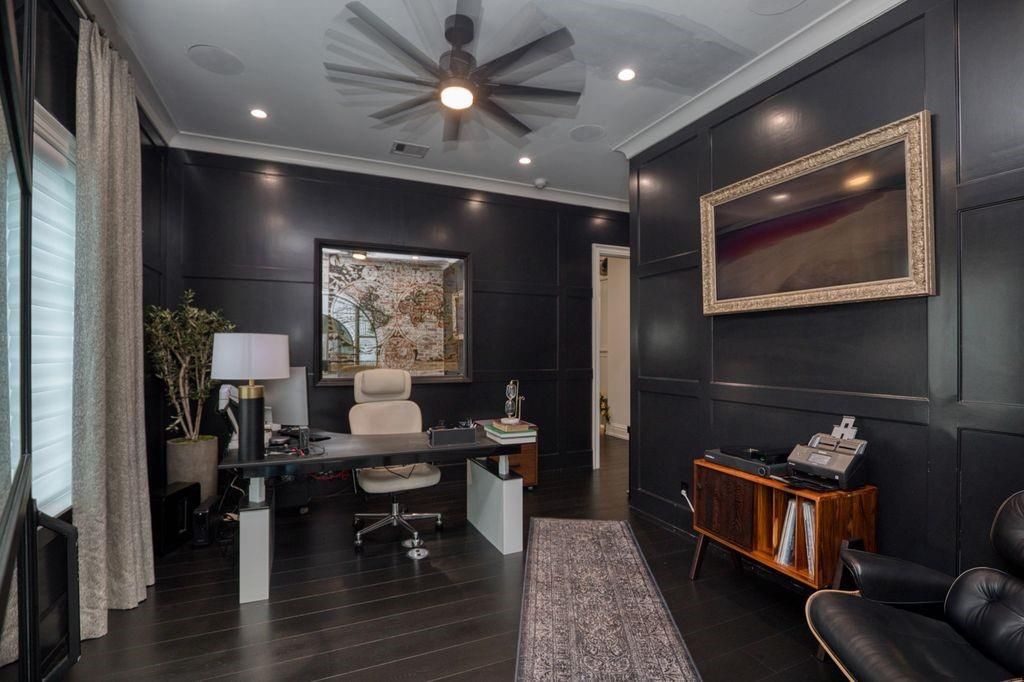 Home Office, Interior, Recessed Lighting, Wood Texture Flooring