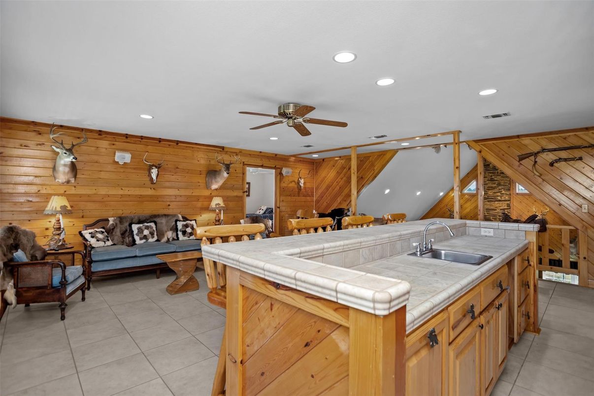 Interior, Living room, Recessed Lighting, Wooden Walls