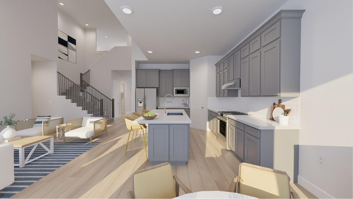 Interior, Kitchen, Recessed Lighting, Wood Texture Flooring
