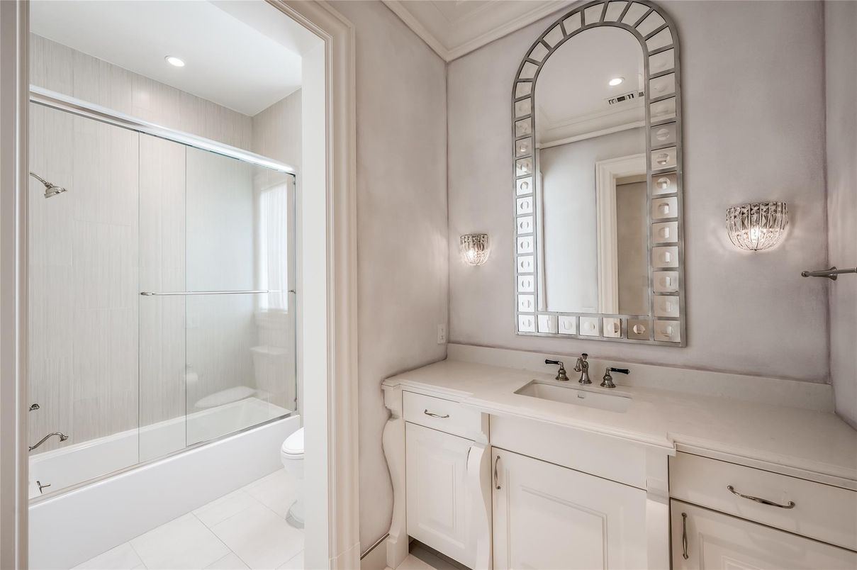 Bathroom, Glass Shower, Interior, Recessed Lighting