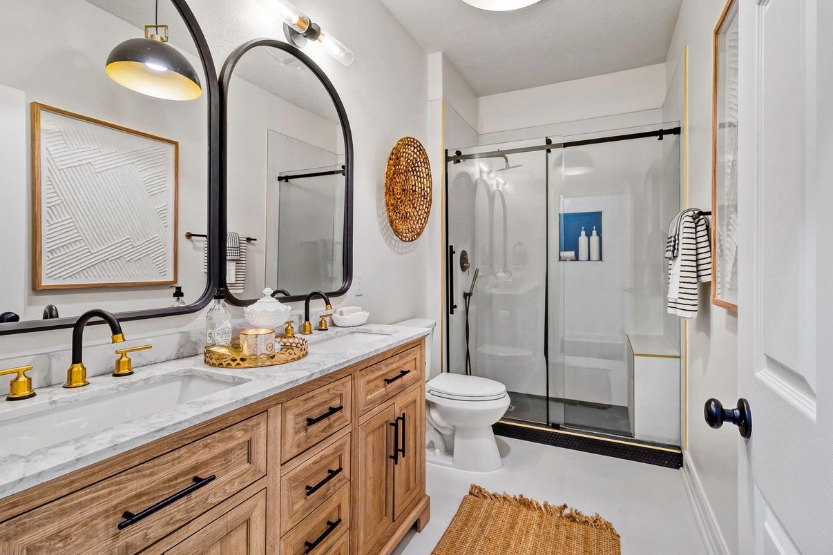Bathroom, Dual Sink Vanities, Glass Shower, Interior