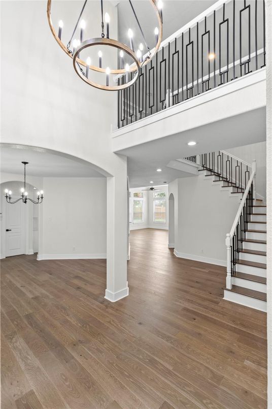 Chandelier, Interior, Pendant Lights, Recessed Lighting, Wood Texture Flooring