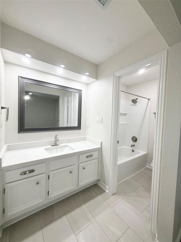 Bathroom, Dual Sink Vanities, Glass Shower, Interior, Recessed Lighting