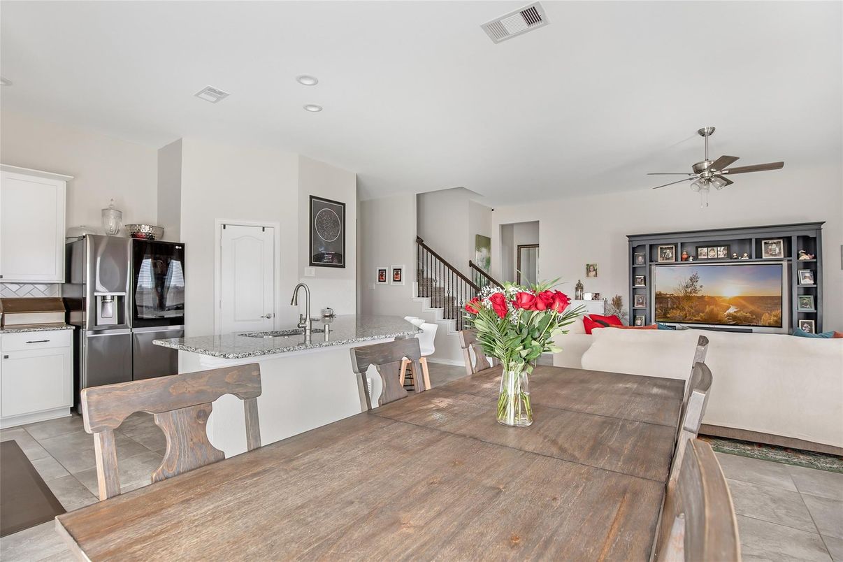 Dining room, Interior, Kitchen, Living room, Recessed Lighting, Stainless Steel Appliances