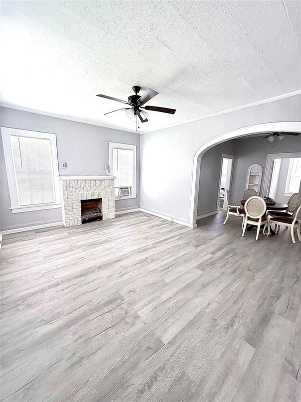Empty room, Fireplace, Interior, Wood Texture Flooring