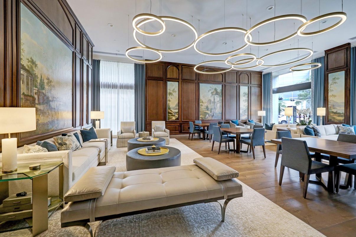 Dining room, Interior, Living room, Pendant Lights, Wood Texture Flooring