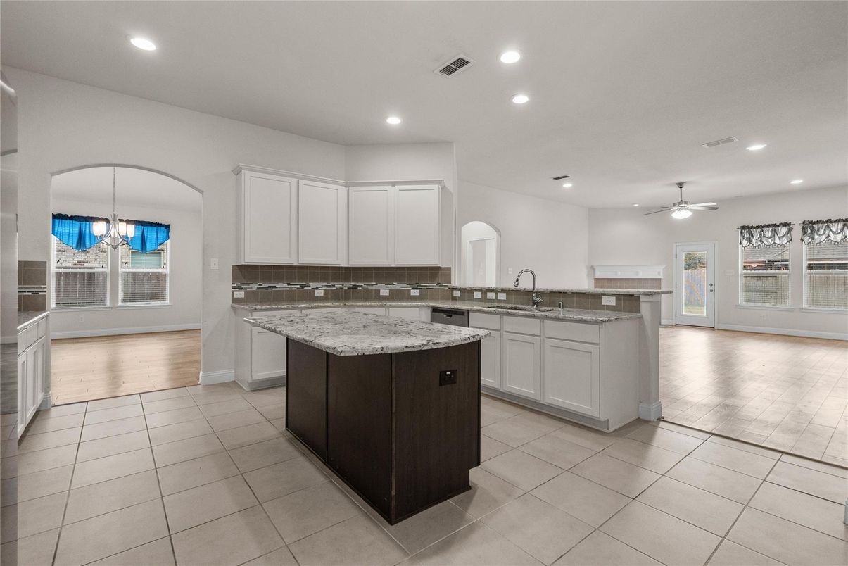 Interior, Kitchen, Recessed Lighting, Wood Texture Flooring