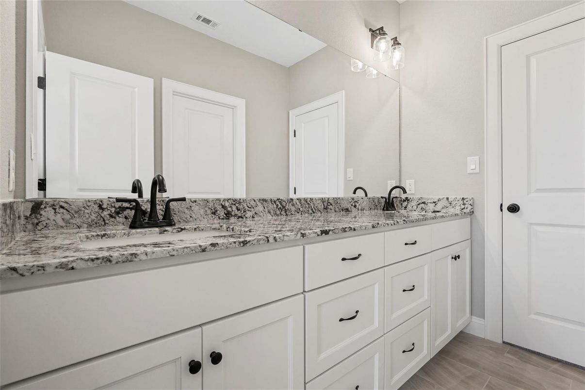 Bathroom, Dual Sink Vanities, Interior, Wood Texture Flooring
