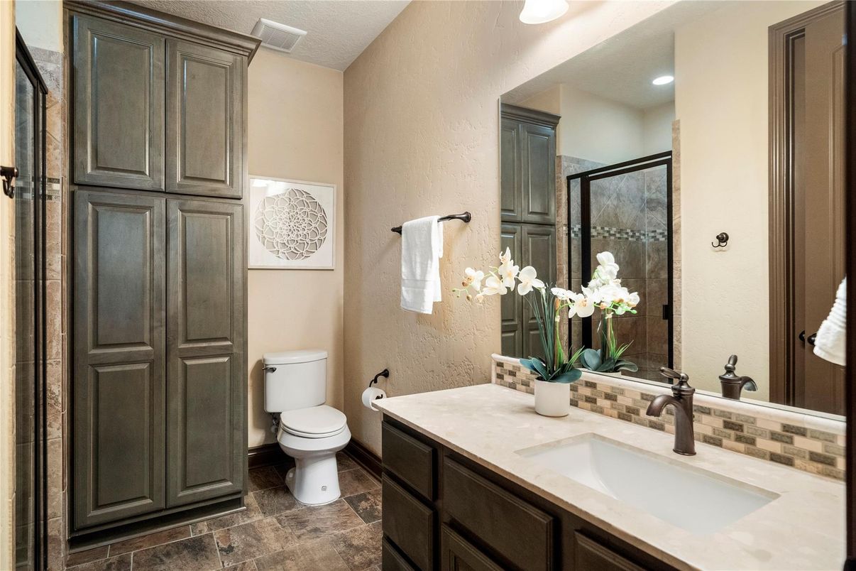 Bathroom, Glass Shower, Interior, Recessed Lighting