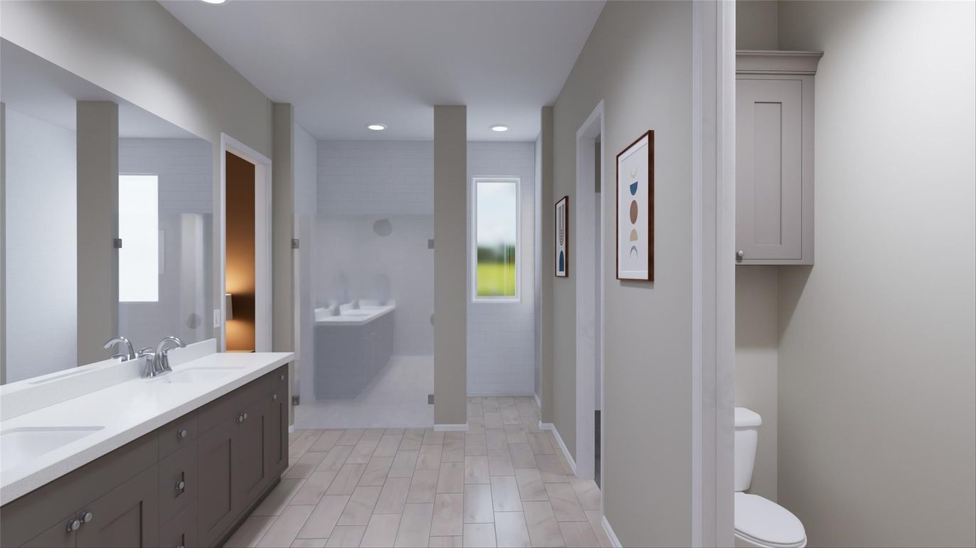 Bathroom, Dual Sink Vanities, Interior, Recessed Lighting