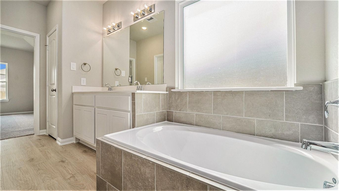 Bathroom, Dual Sink Vanities, Interior, Wood Texture Flooring