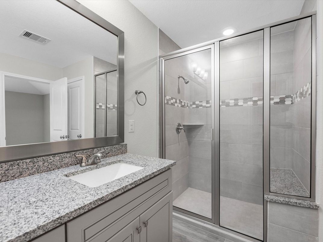 Bathroom, Glass Shower, Interior, Recessed Lighting