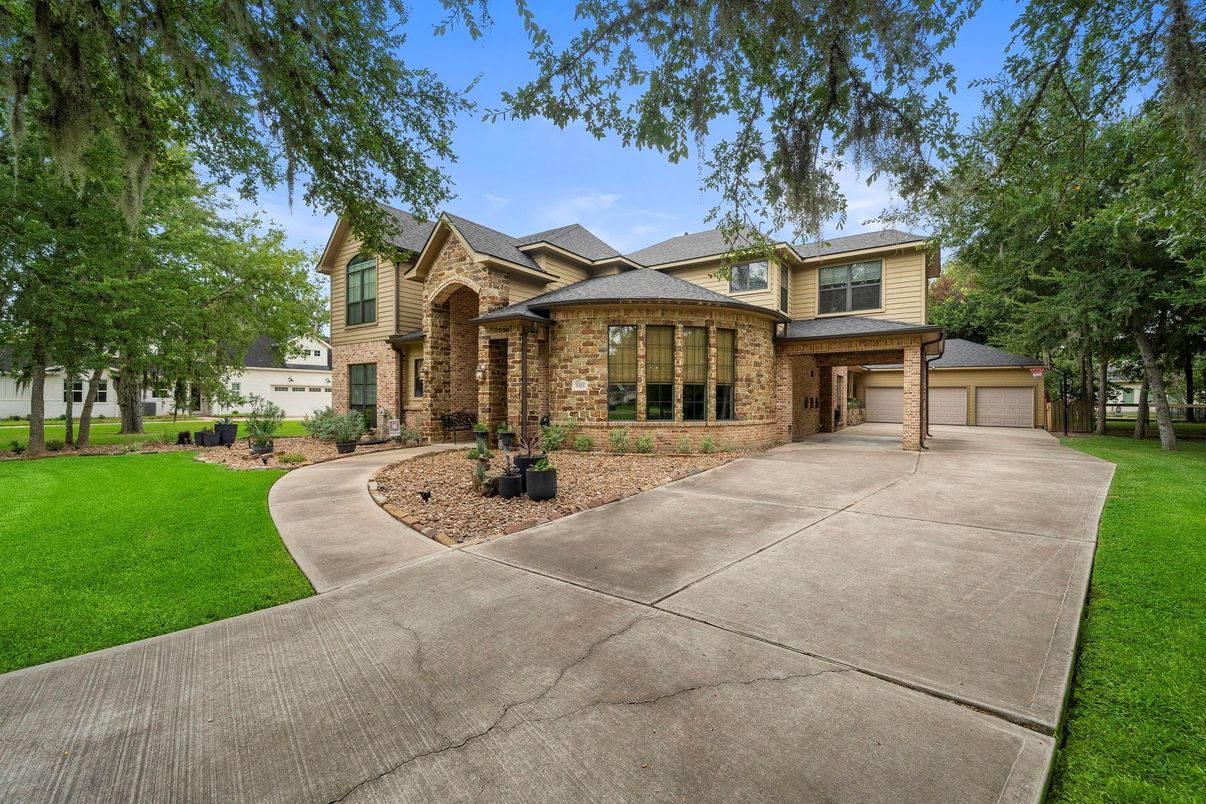 Attached, Backyard, Exterior, Facade, Brick Facade, French Provincial