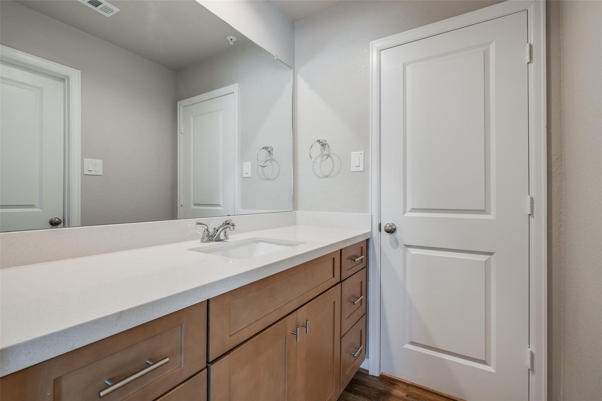 Bathroom, Dual Sink Vanities, Interior, Wood Texture Flooring