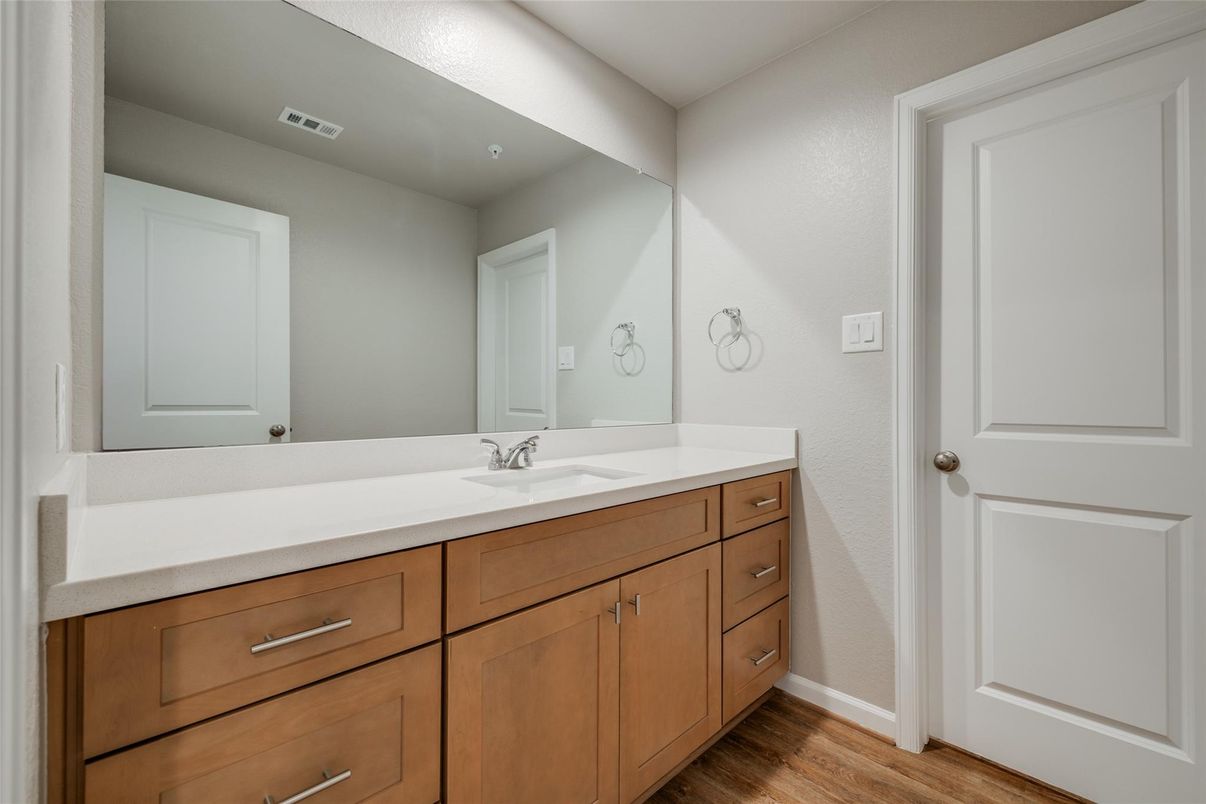 Bathroom, Dual Sink Vanities, Interior, Wood Texture Flooring
