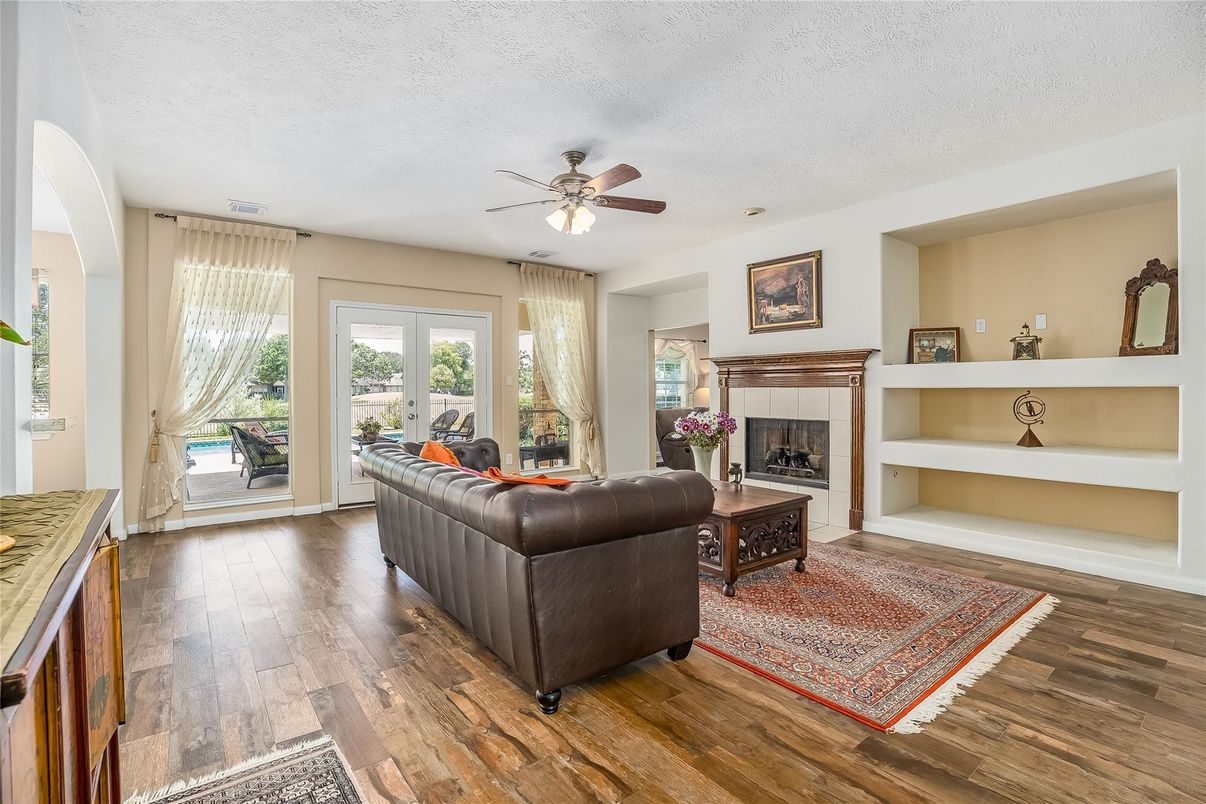 Fireplace, Interior, Living room, Wood Texture Flooring