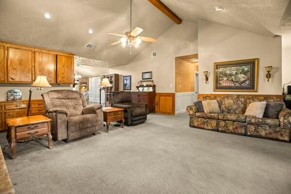 Interior, Living room, Recessed Lighting, Wooden Beams