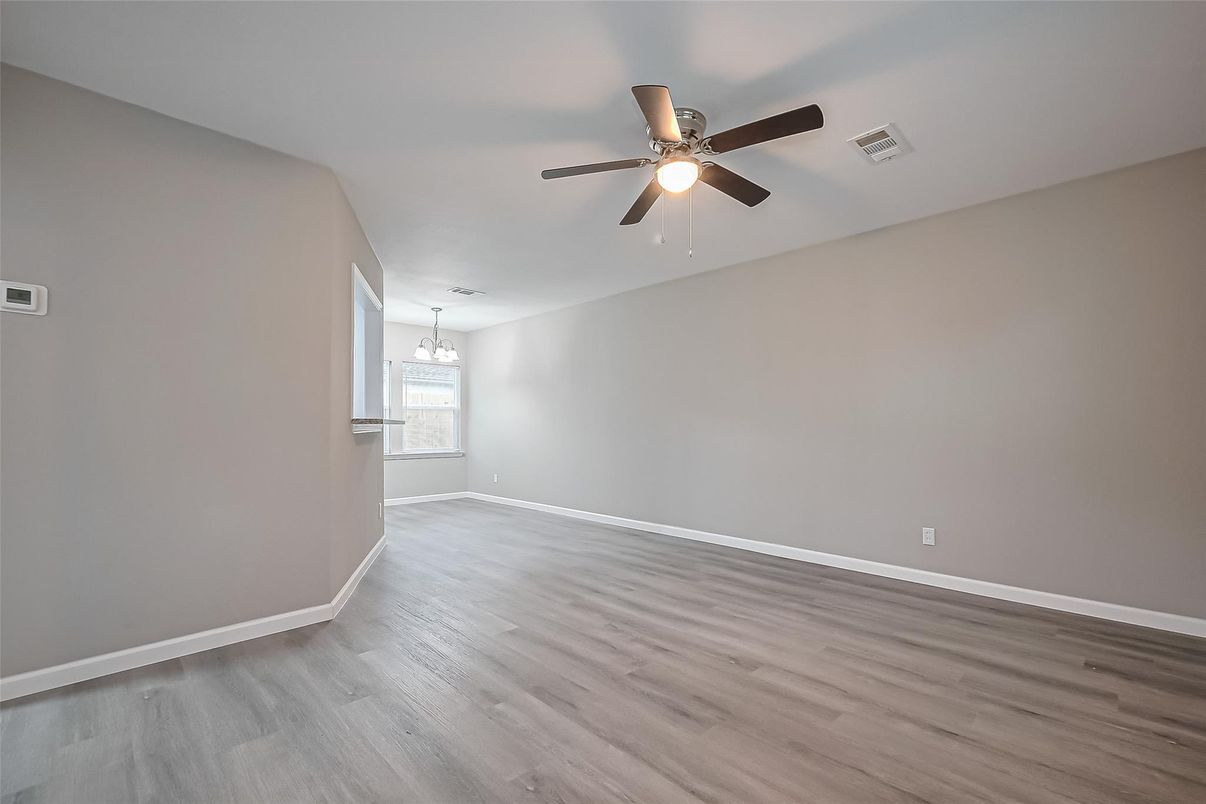 Chandelier, Empty room, Interior, Wood Texture Flooring