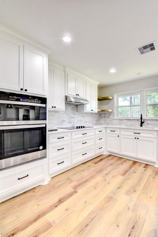 Interior, Kitchen, Recessed Lighting, Wood Texture Flooring