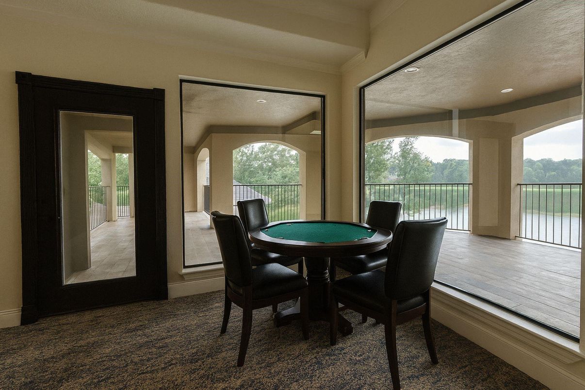 Dining room, Game Room, Interior, Recessed Lighting, Wood Texture Flooring