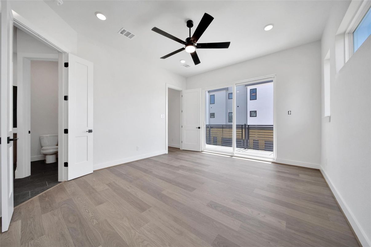 Bathroom, Empty room, Interior, Recessed Lighting, Wood Texture Flooring