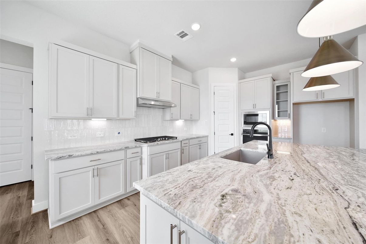 Interior, Kitchen, Recessed Lighting, Wood Texture Flooring