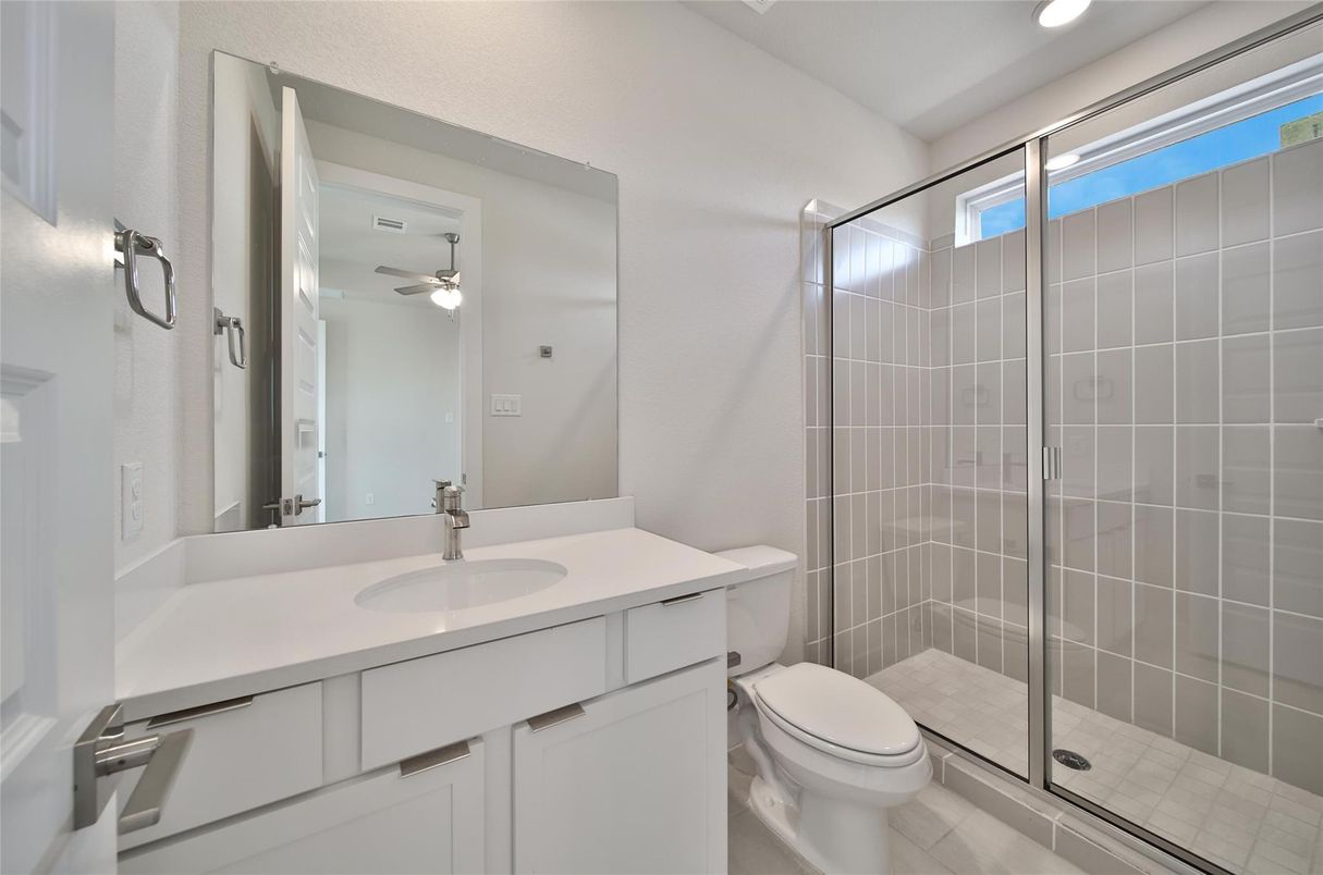 Bathroom, Glass Shower, Interior, Recessed Lighting
