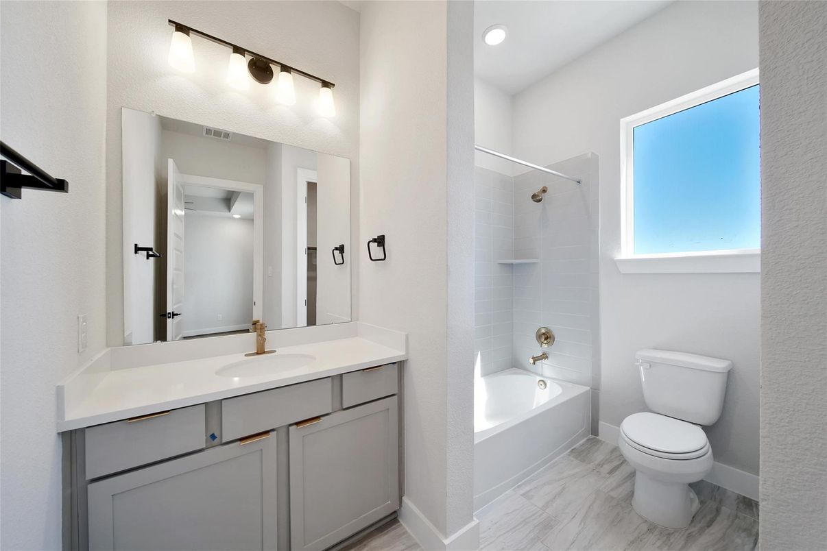 Bathroom, Dual Sink Vanities, Interior, Marble, Recessed Lighting