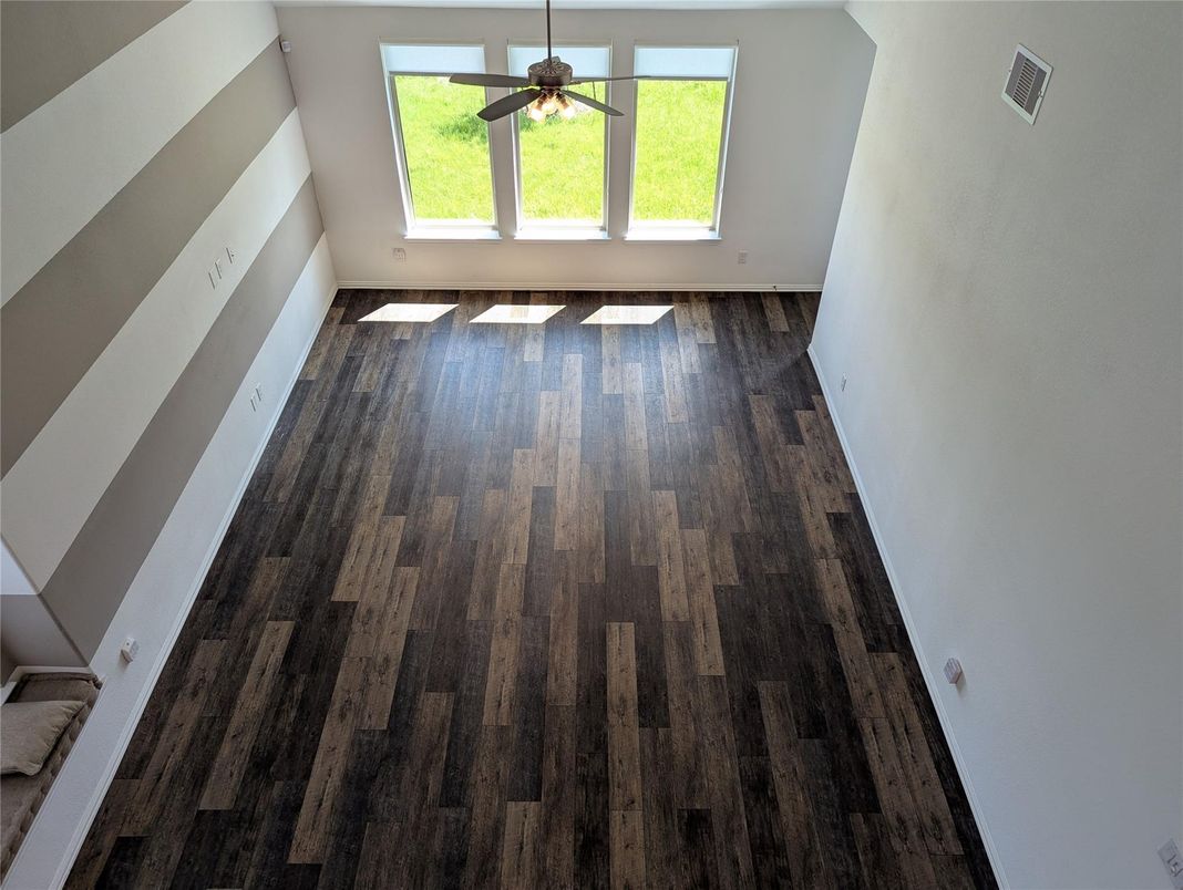 Empty room, Interior, Recessed Lighting, Wood Texture Flooring