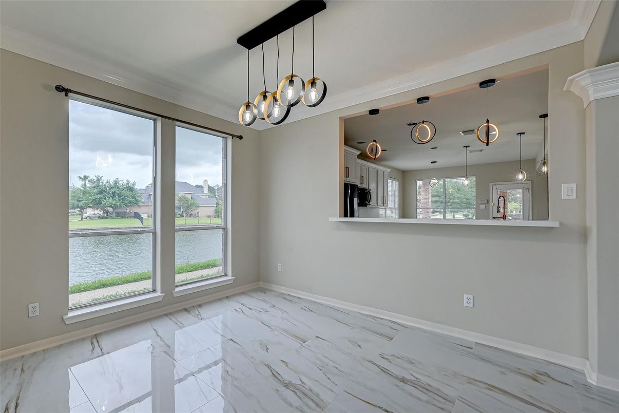 Empty room, Interior, Marble, Pendant Lights