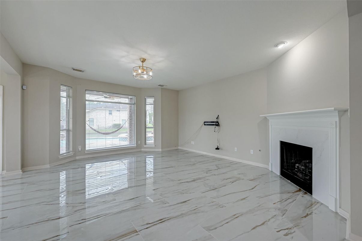 Empty room, Fireplace, Interior, Marble