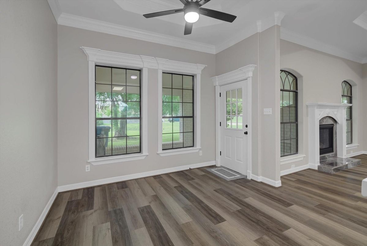 Empty room, Fireplace, Interior, Wood Texture Flooring