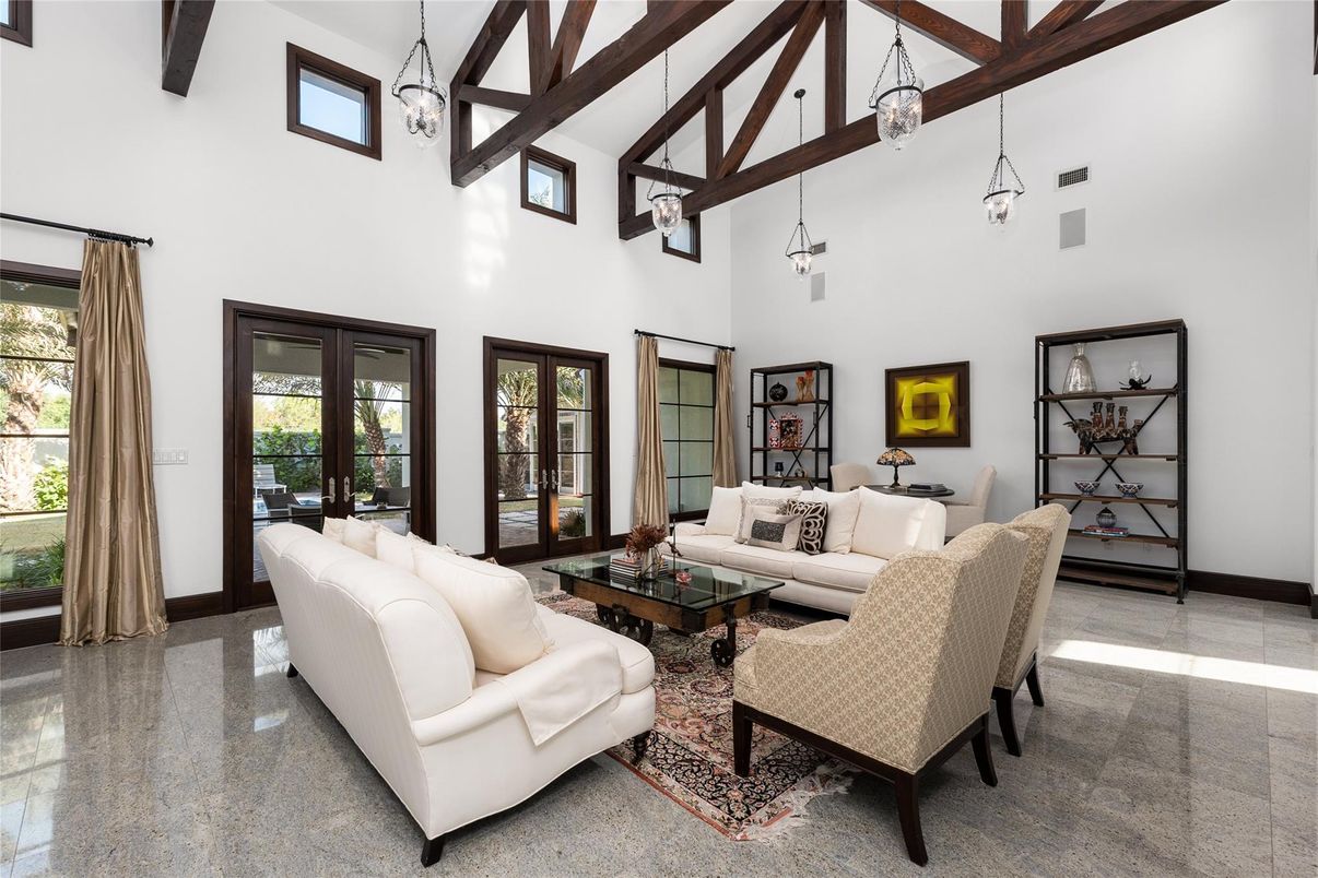 Interior, Living room, Pendant Lights, Wooden Beams