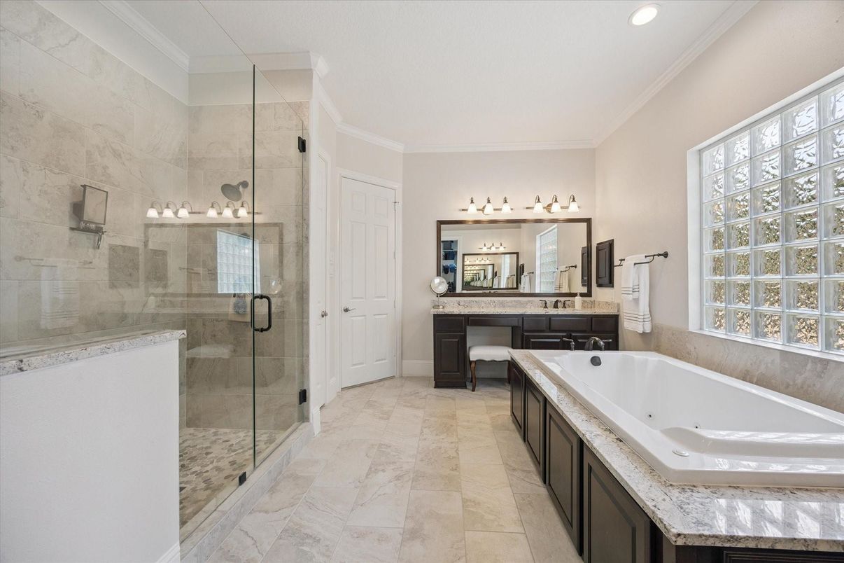 Bathroom, Glass Shower, Interior, Recessed Lighting