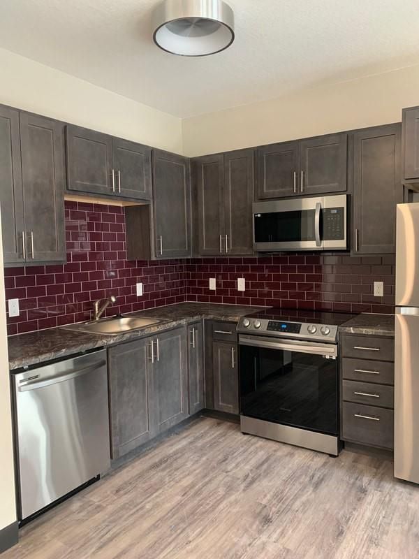 Interior, Kitchen, Stainless Steel Appliances, Wood Texture Flooring