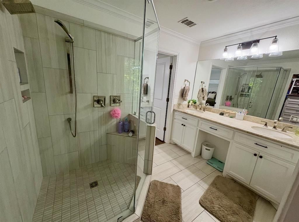 Bathroom, Dual Sink Vanities, Glass Shower, Interior