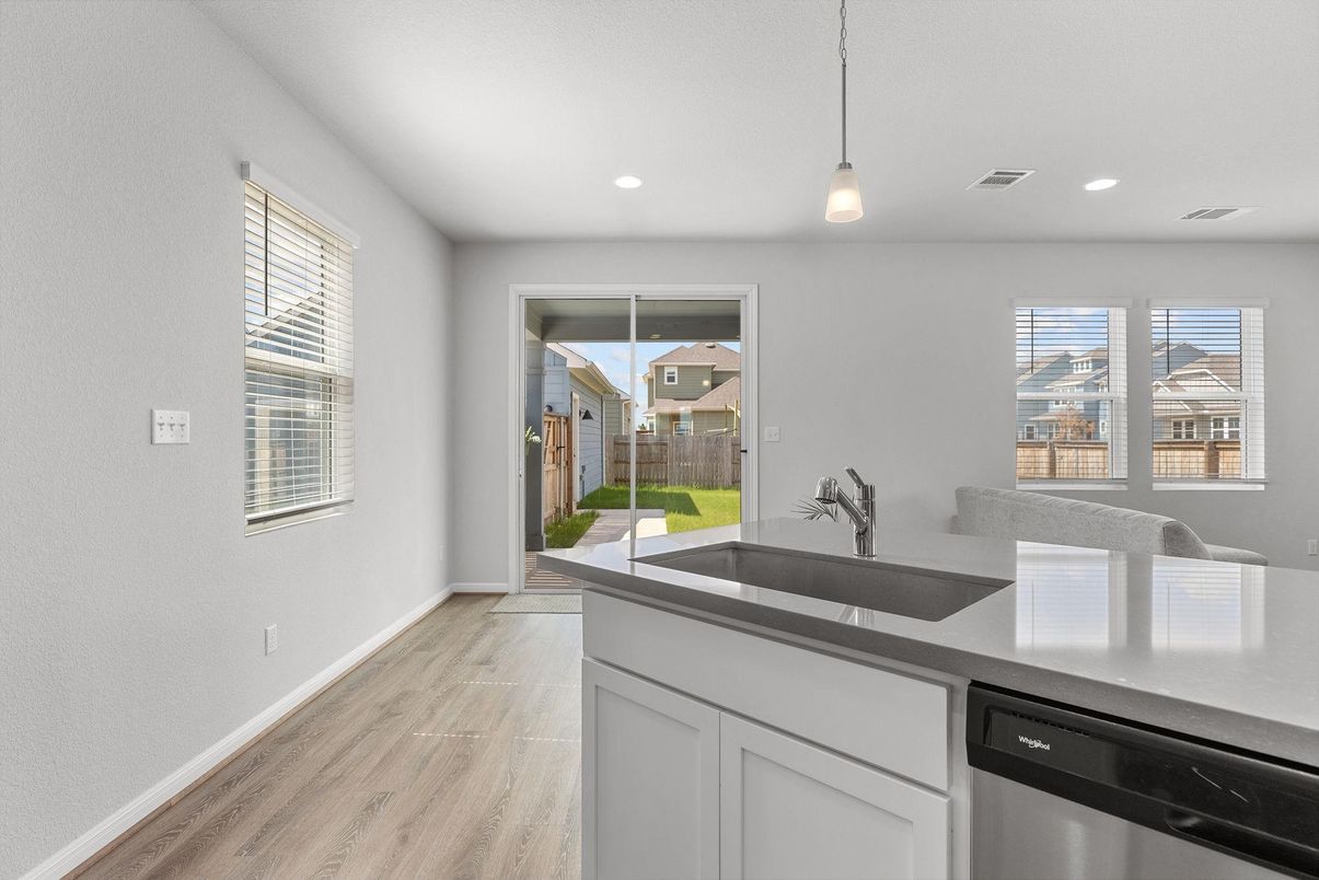 Interior, Kitchen, Pendant Lights, Recessed Lighting, Wood Texture Flooring