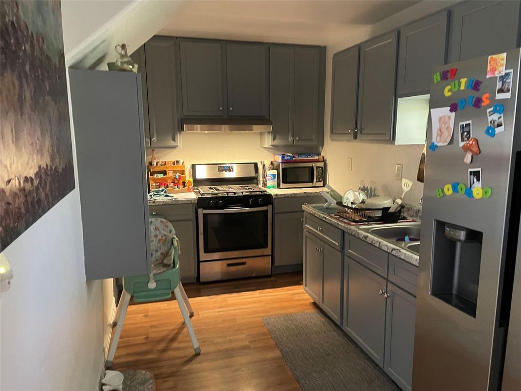 Interior, Kitchen, Stainless Steel Appliances, Wood Texture Flooring
